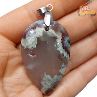 Transparent Dendritic Agate pendant, Khorasan gemstone with unique cloud pattern